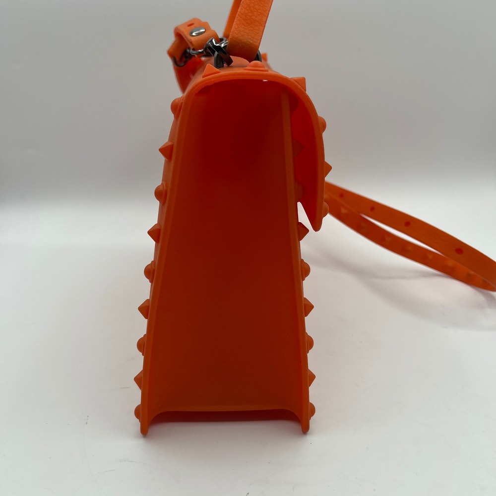 Akira Orange Studded Jelly Handbag Crossbody Satchel Matte Finish - Picture 4 of 9
